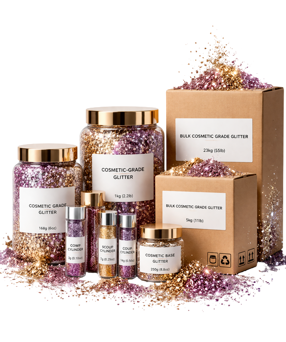 custom OEM glitter packaging private label manufacturer